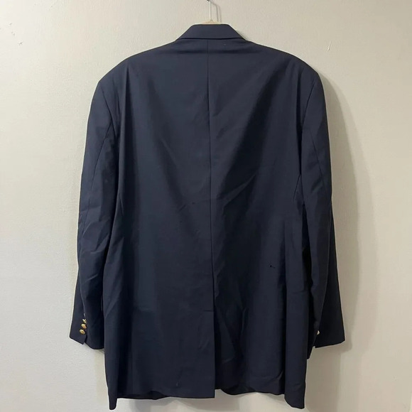 Ardsley Men Navy Blue Blazer 44R Single Breast Wool Blend Sport Coat Gold Button - Picture 2 of 8